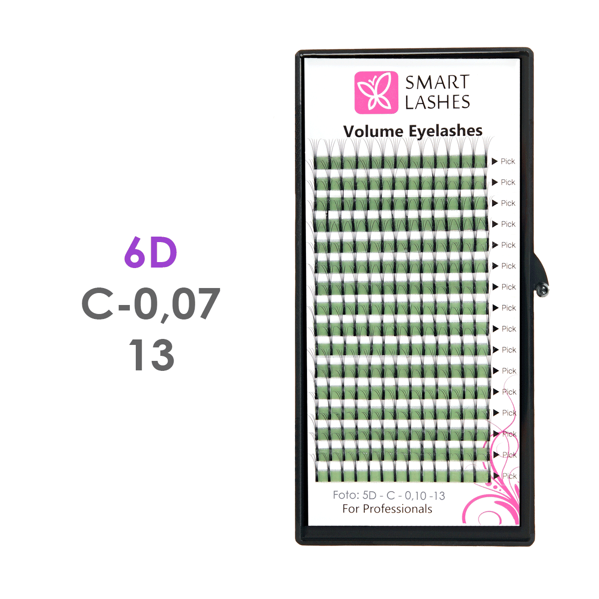 Gene de volum 6D - C - 0,07 mm x 13 mm - 16 linii | Smart Lashes