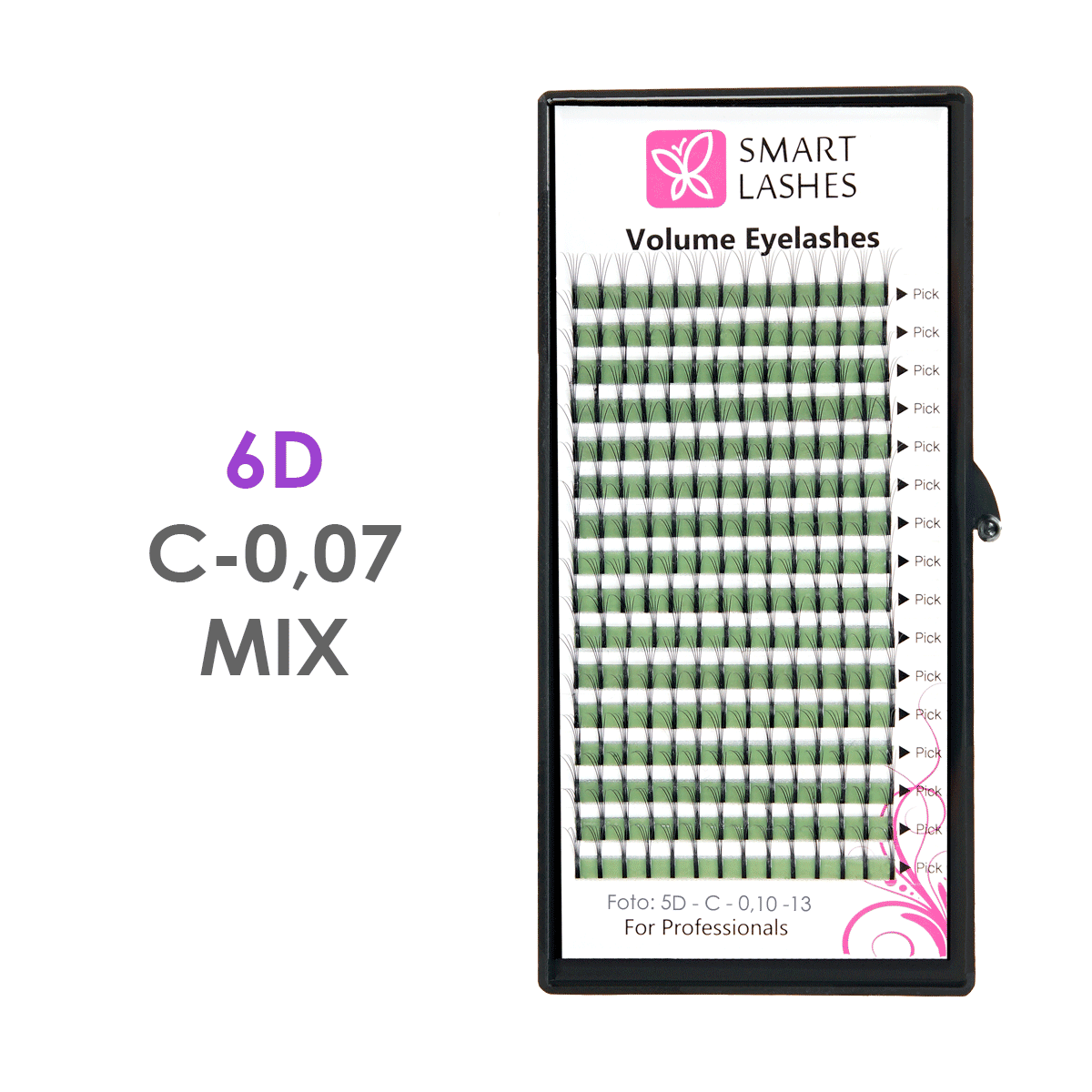 Gene de volum 6D - C - 0,07 mm x MIX 8-15 mm - 16 linii | Smart Lashes