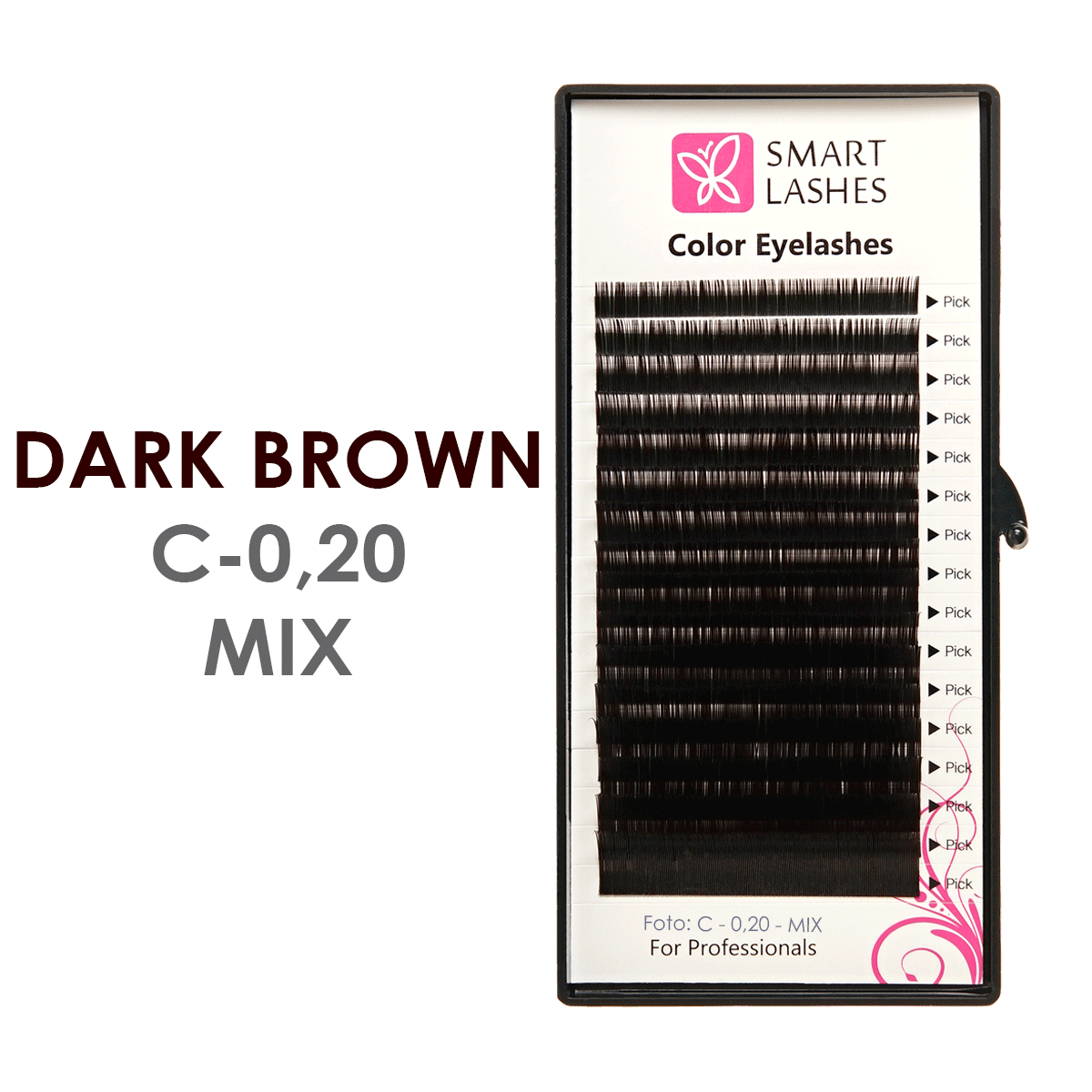 Gene maro închis - C - 0,20 mm x 8 - 15 mm - 16 linii | Smart Lashes