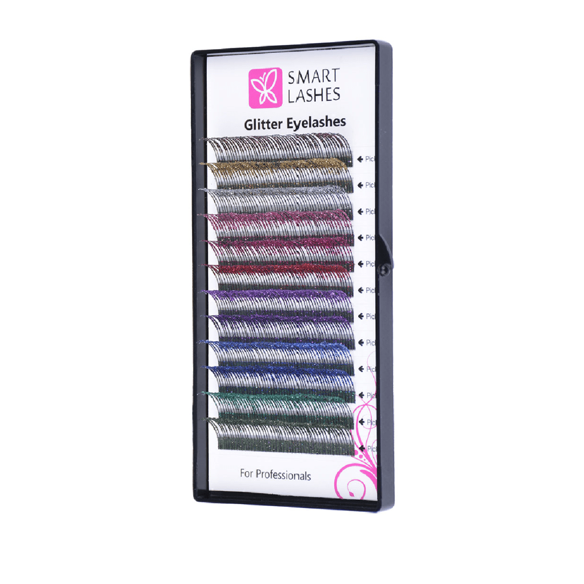 Gene cu sclipici MIX - C - 0,20 mm x 14 mm - 12 linii | Smart Lashes