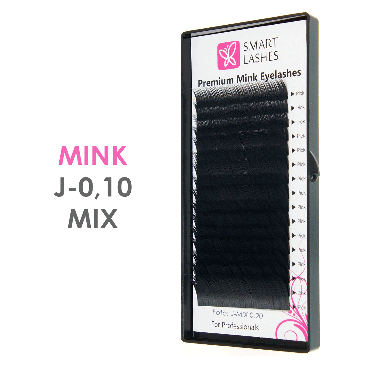 Mink - J - 0,10 mm x 8-15 mm MIX - gene 16 linii | Smart Lashes