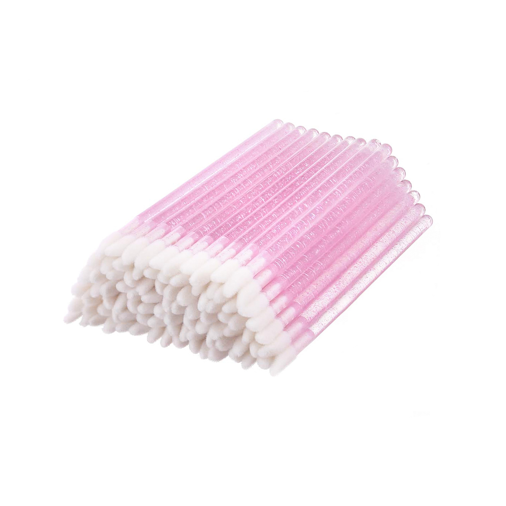 Pensulă de unică folosință - unghiulară - roz cu sclipici | Smart Lashes