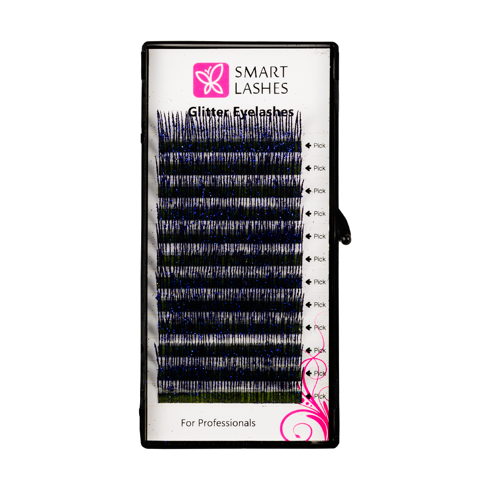 Gene cu sclipici - Albastru - C - 0,20 mm x 14 mm | Smart Lashes