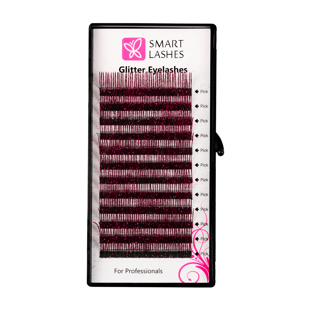 Gene cu sclipici - Roșu - C - 0,20 mm x 14 mm | Smart Lashes