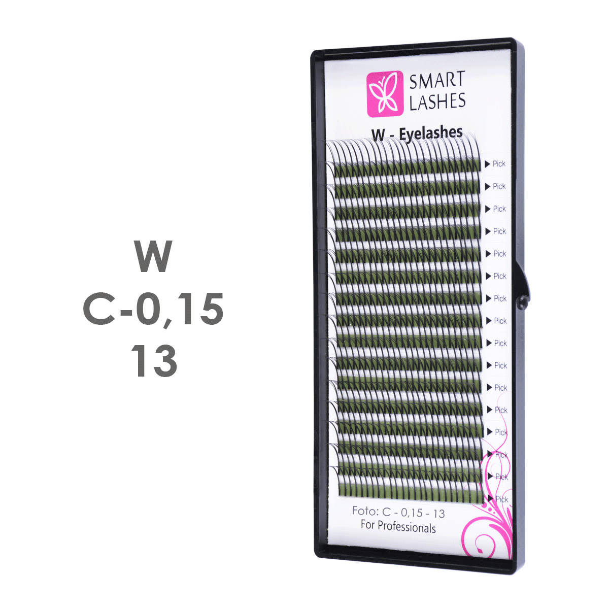 W lashes - C - 0,15 mm x 13 mm - 16 linii | Smart Lashes